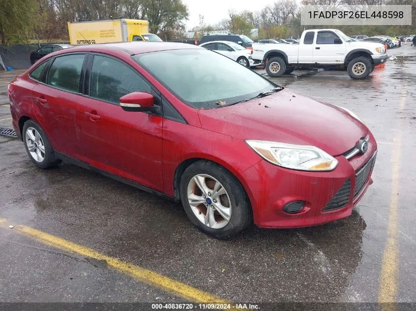 2014 Ford Focus Se VIN: 1FADP3F26EL448598 Lot: 40836720