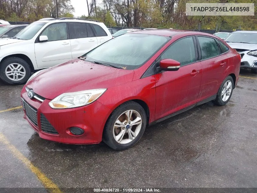 2014 Ford Focus Se VIN: 1FADP3F26EL448598 Lot: 40836720