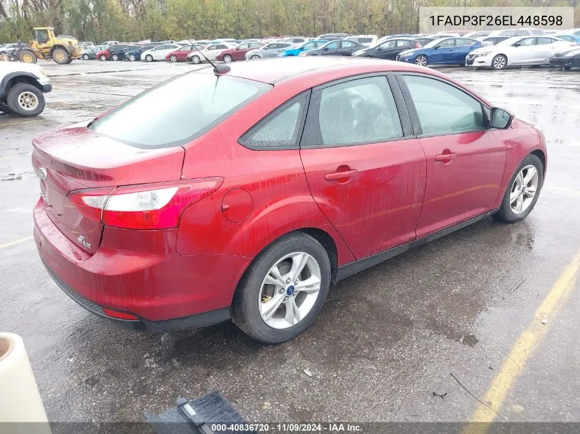 2014 Ford Focus Se VIN: 1FADP3F26EL448598 Lot: 40836720