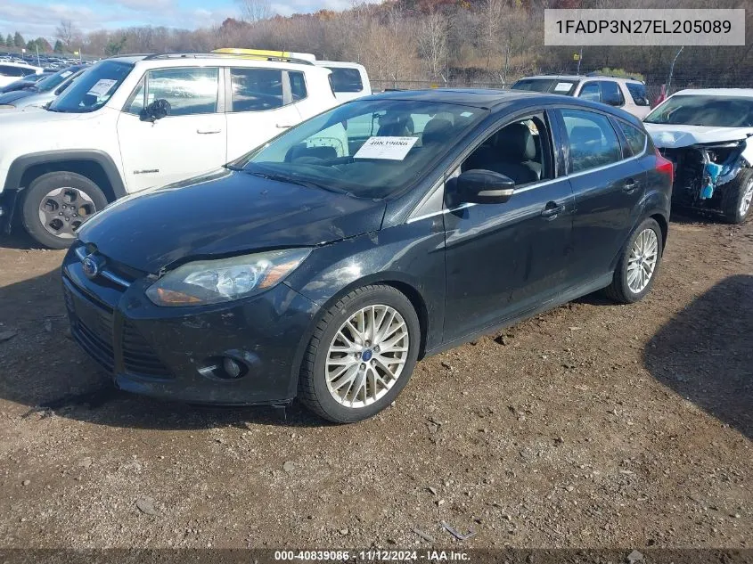 2014 Ford Focus Titanium VIN: 1FADP3N27EL205089 Lot: 40839086