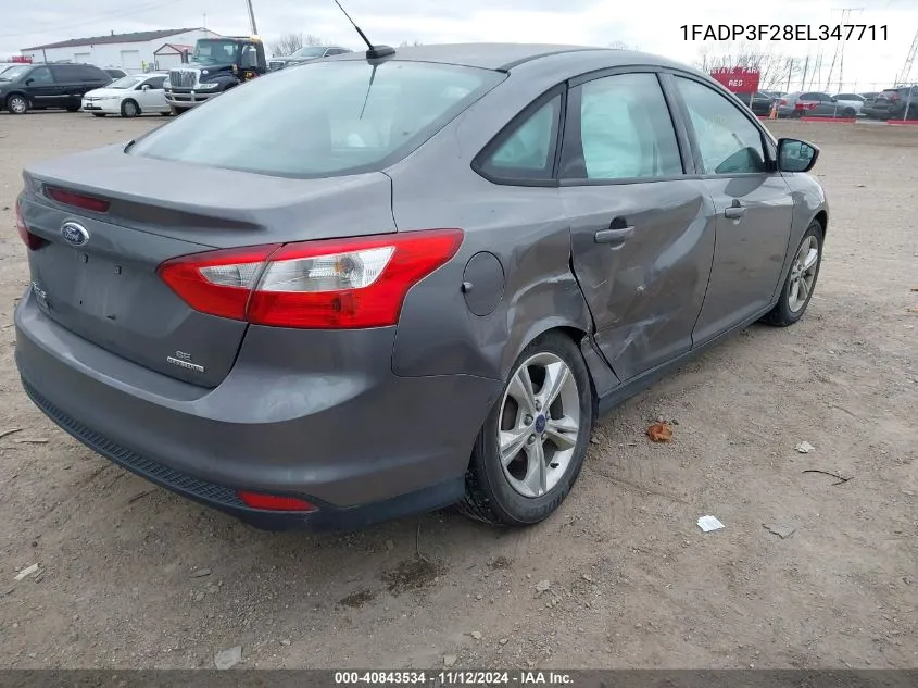 2014 Ford Focus Se VIN: 1FADP3F28EL347711 Lot: 40843534