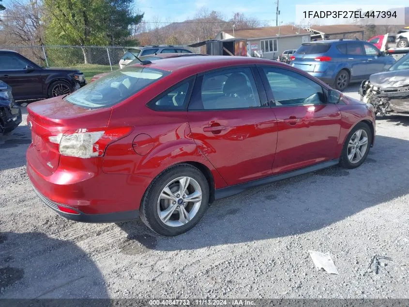 2014 Ford Focus Se VIN: 1FADP3F27EL447394 Lot: 40847732