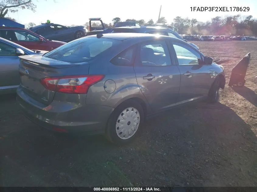 2014 Ford Focus Se VIN: 1FADP3F2XEL178629 Lot: 40856952