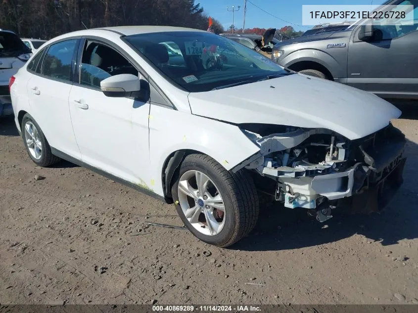 2014 Ford Focus Se VIN: 1FADP3F21EL226728 Lot: 40869289