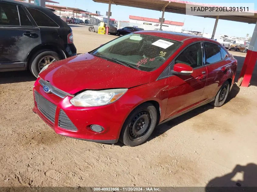 2014 Ford Focus Se VIN: 1FADP3F20EL391511 Lot: 40923956