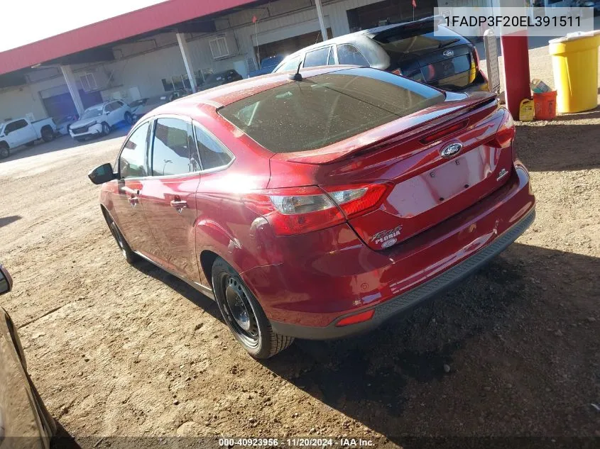 2014 Ford Focus Se VIN: 1FADP3F20EL391511 Lot: 40923956