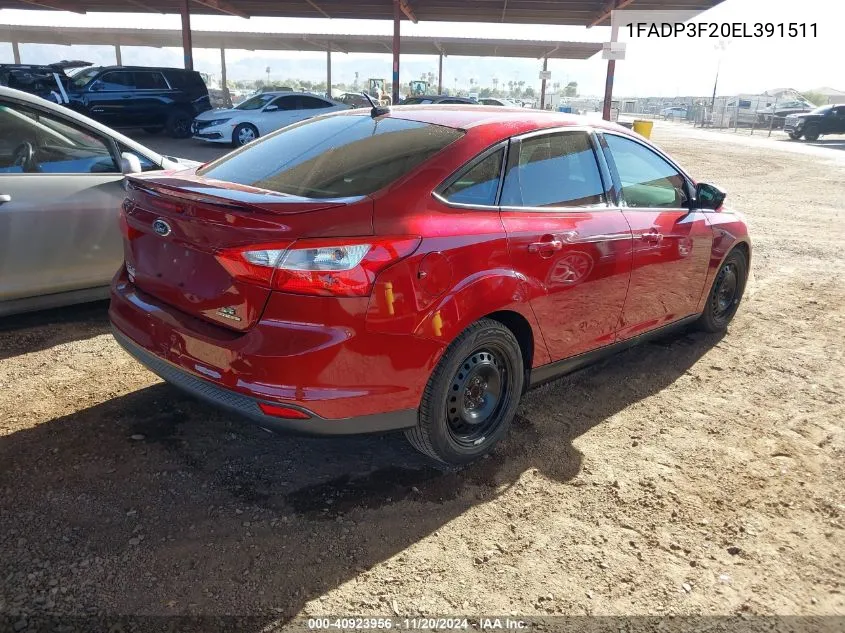 2014 Ford Focus Se VIN: 1FADP3F20EL391511 Lot: 40923956