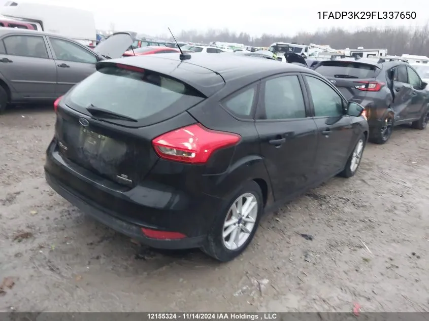 2015 Ford Focus Se VIN: 1FADP3K29FL337650 Lot: 12155324