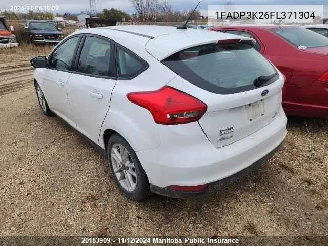 2015 Ford Focus Se VIN: 1FADP3K26FL371304 Lot: 20183909