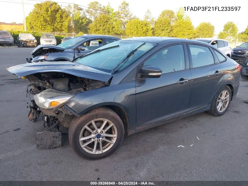 2015 Ford Focus Se VIN: 1FADP3F21FL233597 Lot: 39266949