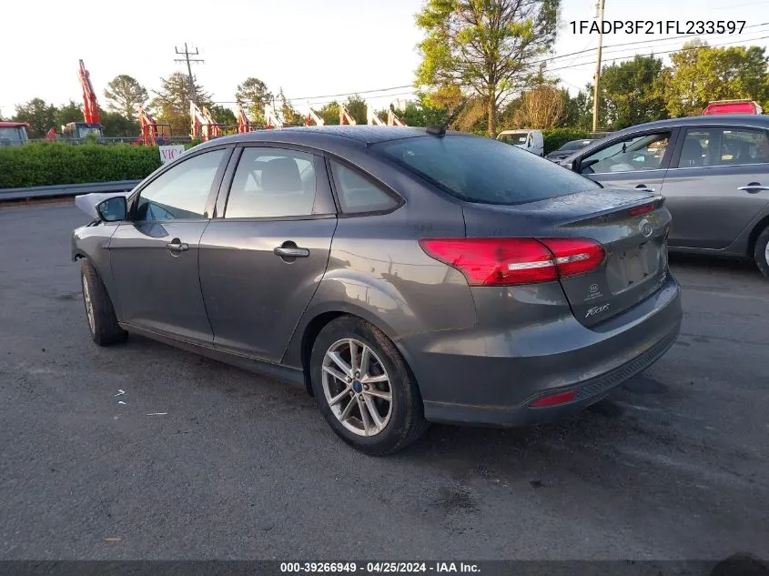 2015 Ford Focus Se VIN: 1FADP3F21FL233597 Lot: 39266949