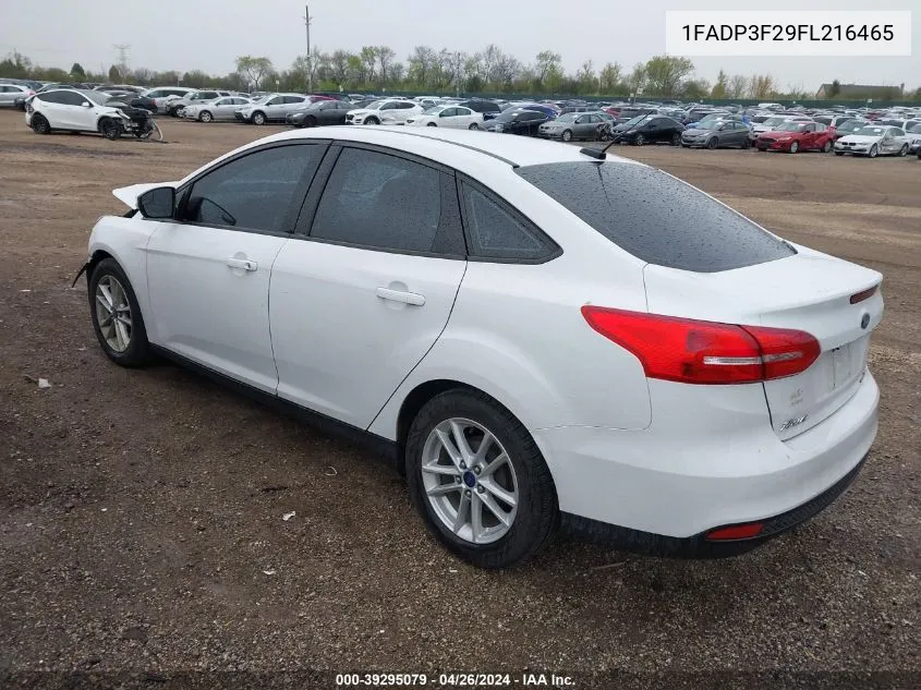 2015 Ford Focus Se VIN: 1FADP3F29FL216465 Lot: 39295079