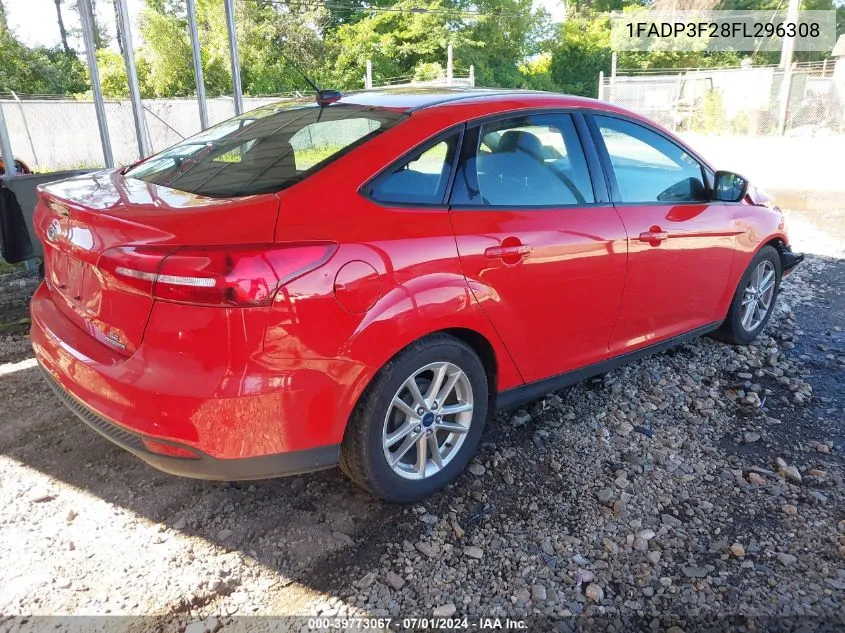 2015 Ford Focus Se VIN: 1FADP3F28FL296308 Lot: 39773067