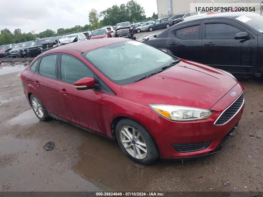 2015 Ford Focus Se VIN: 1FADP3F29FL209354 Lot: 39824649