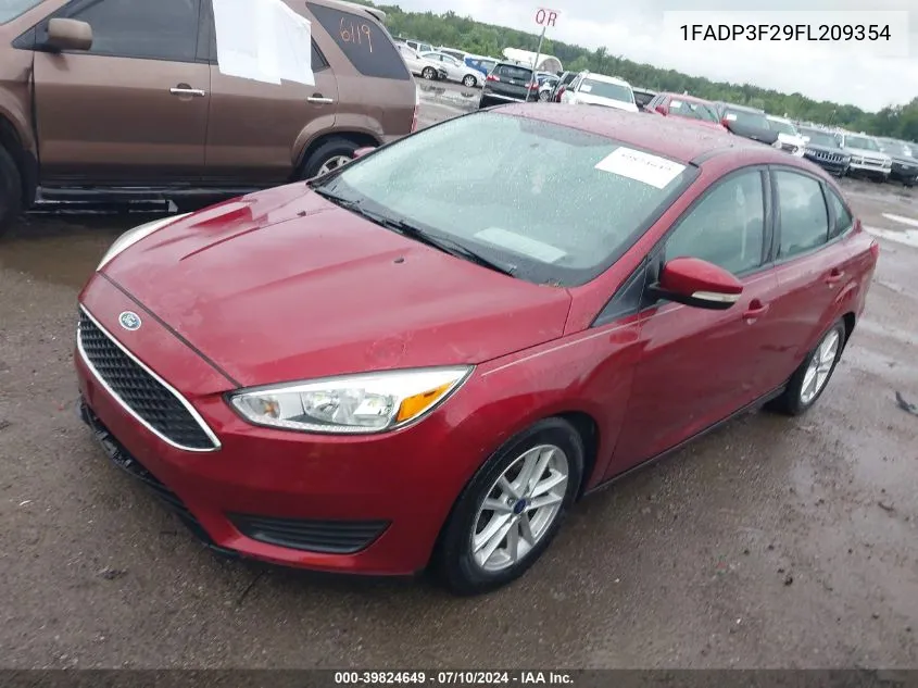 2015 Ford Focus Se VIN: 1FADP3F29FL209354 Lot: 39824649