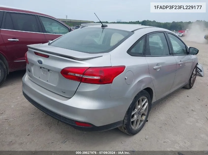 2015 Ford Focus Se VIN: 1FADP3F23FL229177 Lot: 39827976