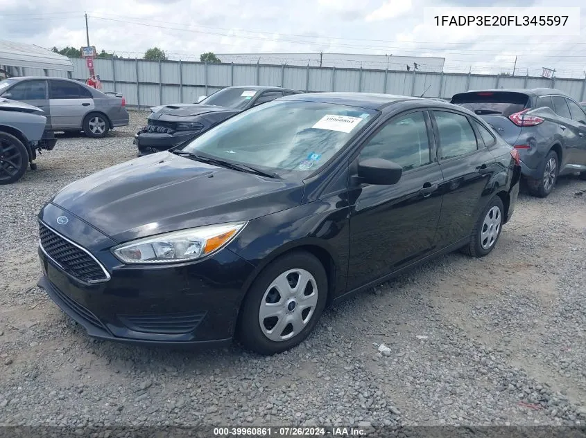 2015 Ford Focus S VIN: 1FADP3E20FL345597 Lot: 39960861