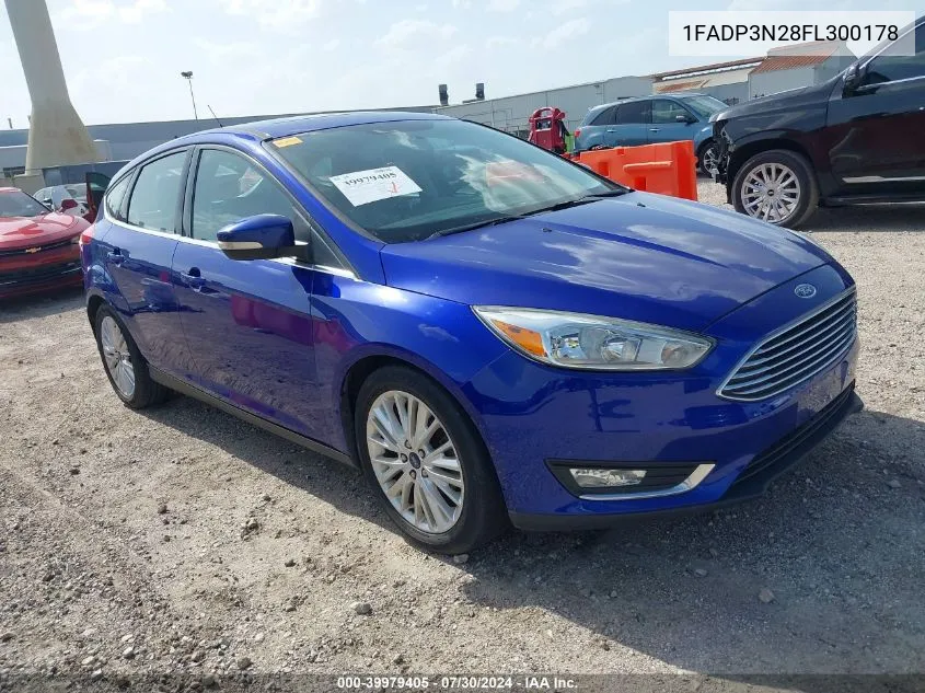 2015 Ford Focus Titanium VIN: 1FADP3N28FL300178 Lot: 39979405