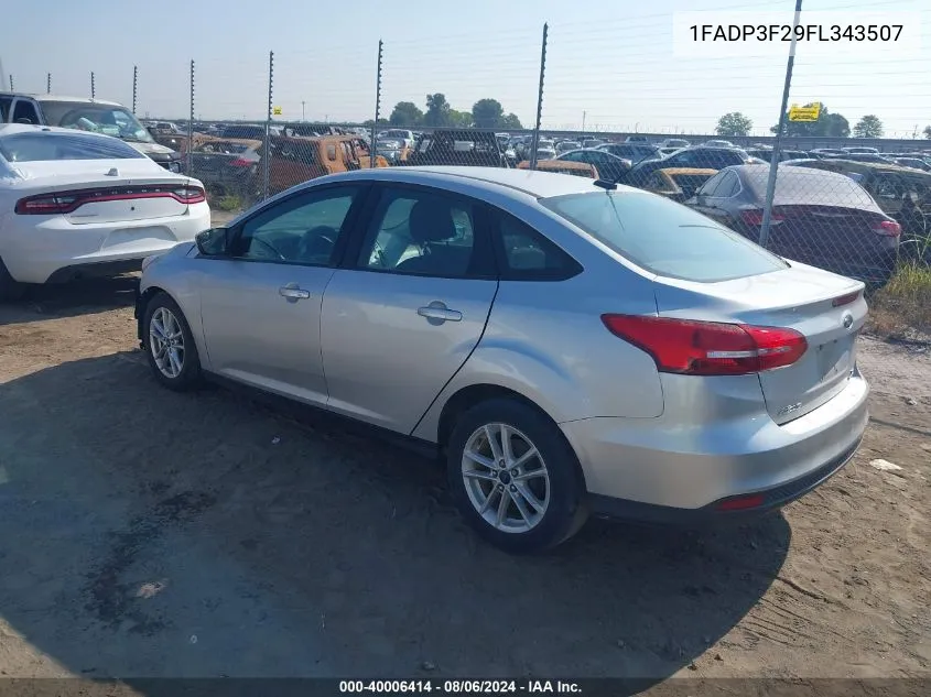 2015 Ford Focus Se VIN: 1FADP3F29FL343507 Lot: 40006414