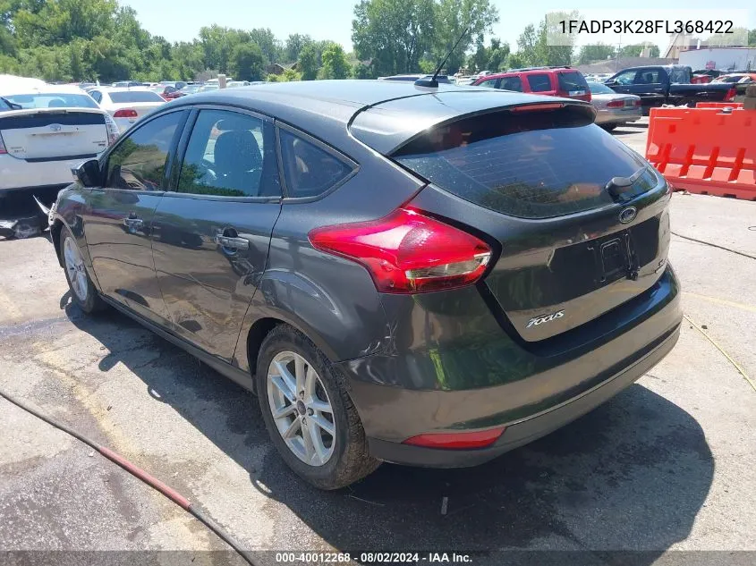 2015 Ford Focus Se VIN: 1FADP3K28FL368422 Lot: 40012268