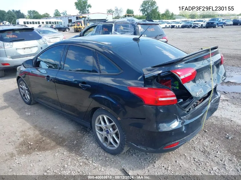 2015 Ford Focus Se VIN: 1FADP3F29FL230155 Lot: 40059618