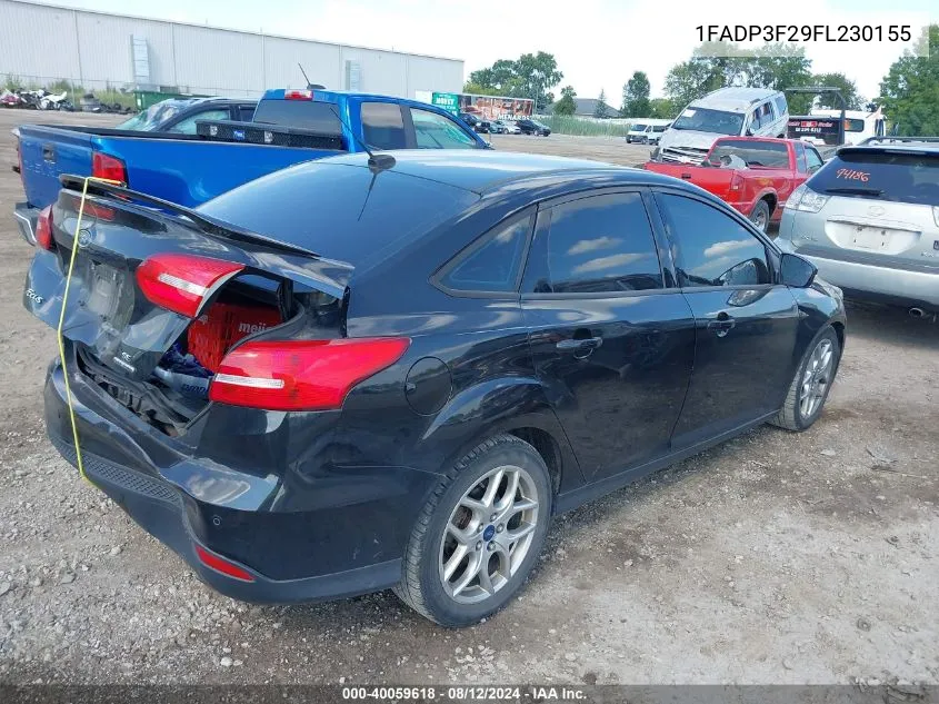 2015 Ford Focus Se VIN: 1FADP3F29FL230155 Lot: 40059618