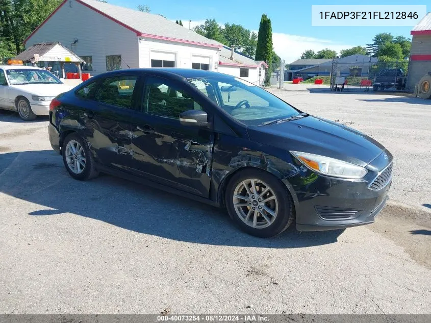 2015 Ford Focus Se VIN: 1FADP3F21FL212846 Lot: 40073254