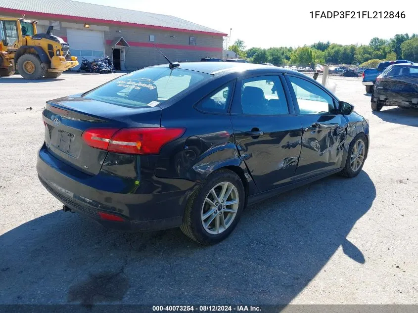 2015 Ford Focus Se VIN: 1FADP3F21FL212846 Lot: 40073254