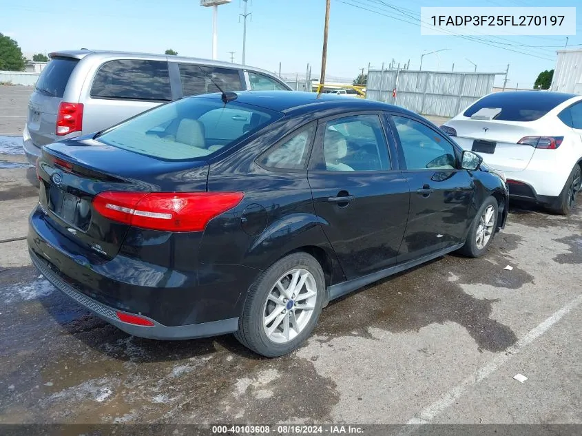 2015 Ford Focus Se VIN: 1FADP3F25FL270197 Lot: 40103608