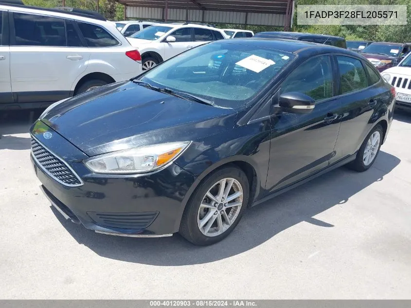 2015 Ford Focus Se VIN: 1FADP3F28FL205571 Lot: 40120903