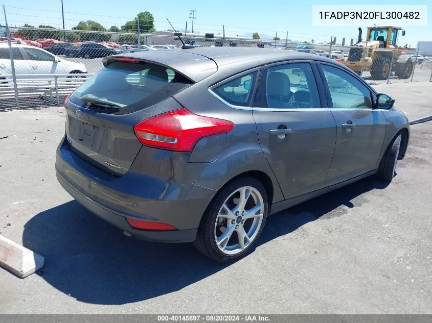 2015 Ford Focus Titanium VIN: 1FADP3N20FL300482 Lot: 40145697