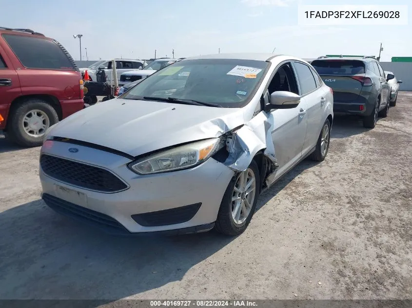 2015 Ford Focus Se VIN: 1FADP3F2XFL269028 Lot: 40169727