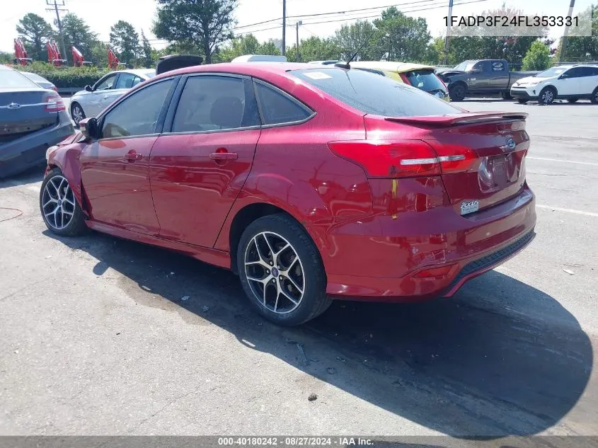 2015 Ford Focus Se VIN: 1FADP3F24FL353331 Lot: 40180242