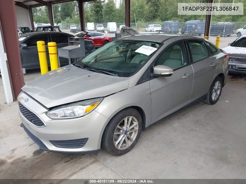 2015 Ford Focus Se VIN: 1FADP3F22FL306847 Lot: 40181109