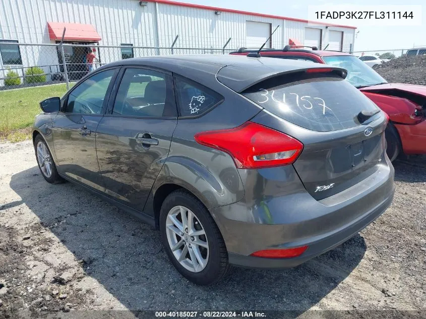 2015 Ford Focus Se VIN: 1FADP3K27FL311144 Lot: 40185027