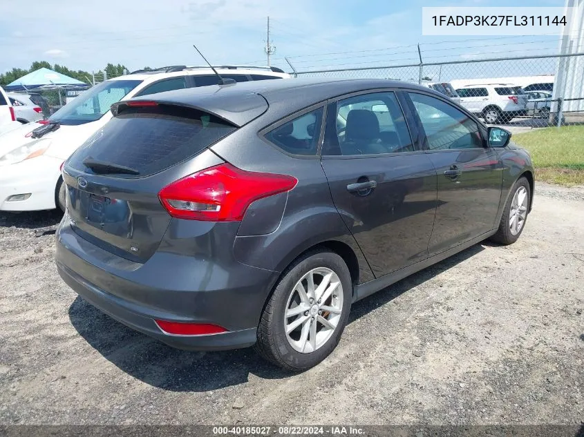 2015 Ford Focus Se VIN: 1FADP3K27FL311144 Lot: 40185027