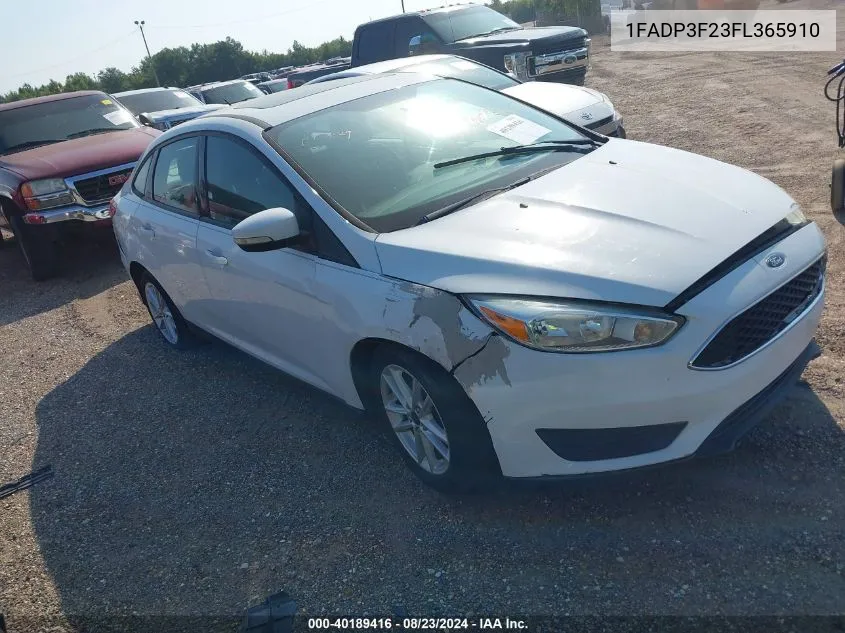 2015 Ford Focus Se VIN: 1FADP3F23FL365910 Lot: 40189416