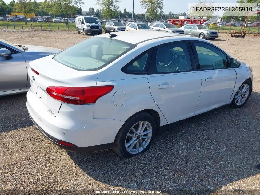 2015 Ford Focus Se VIN: 1FADP3F23FL365910 Lot: 40189416