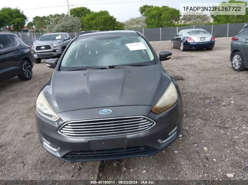 2015 Ford Focus Titanium VIN: 1FADP3N23FL267722 Lot: 40190011