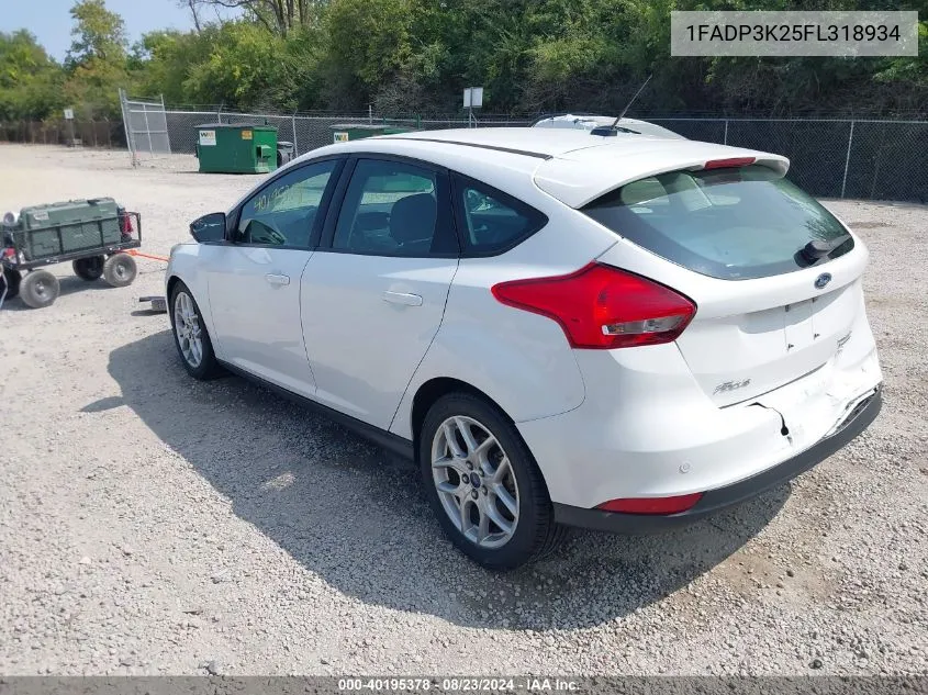 2015 Ford Focus Se VIN: 1FADP3K25FL318934 Lot: 40195378