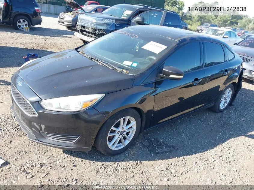 2015 Ford Focus Se VIN: 1FADP3F29FL242838 Lot: 40228608