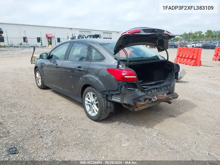 2015 Ford Focus Se VIN: 1FADP3F2XFL383109 Lot: 40228985