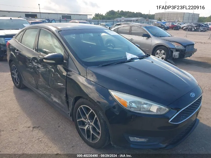 2015 Ford Focus Se VIN: 1FADP3F23FL220916 Lot: 40230490