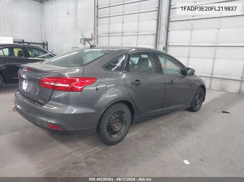 2015 Ford Focus S VIN: 1FADP3E20FL219837 Lot: 40239383