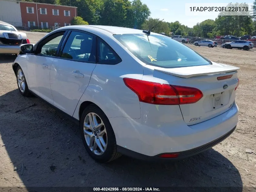 2015 Ford Focus Se VIN: 1FADP3F20FL228178 Lot: 40242956