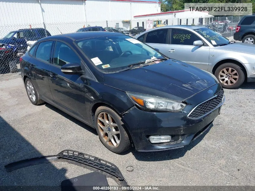 2015 Ford Focus Se VIN: 1FADP3F22FL339928 Lot: 40250183