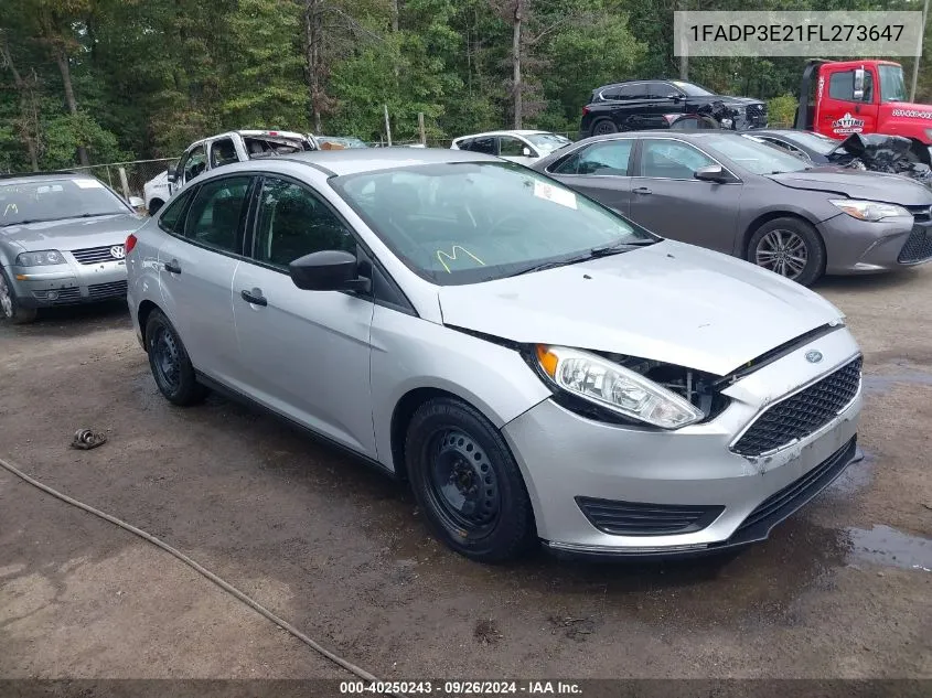 2015 Ford Focus S VIN: 1FADP3E21FL273647 Lot: 40250243