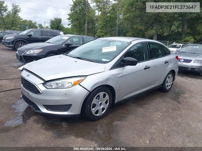 2015 Ford Focus S VIN: 1FADP3E21FL273647 Lot: 40250243