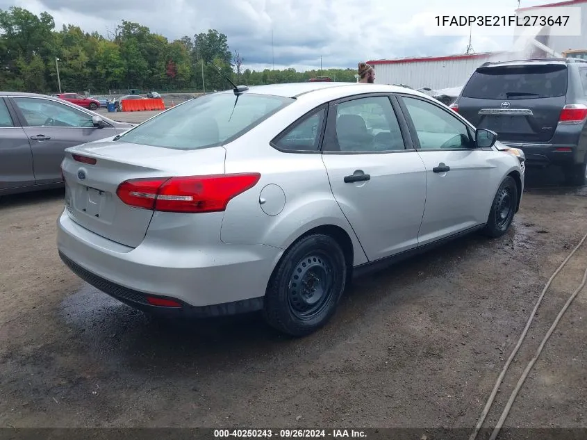 2015 Ford Focus S VIN: 1FADP3E21FL273647 Lot: 40250243