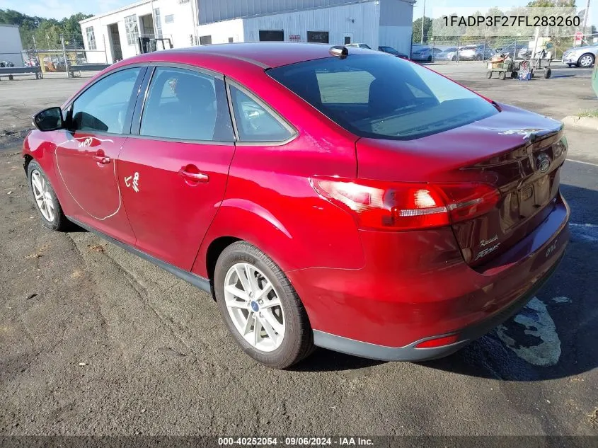 2015 Ford Focus Se VIN: 1FADP3F27FL283260 Lot: 40252054